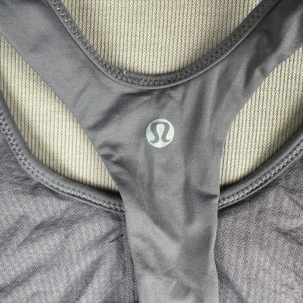 Lululemon Turbo Tank Top Size 6 Dark Gray Racerback Built-in Bra Yoga Workout